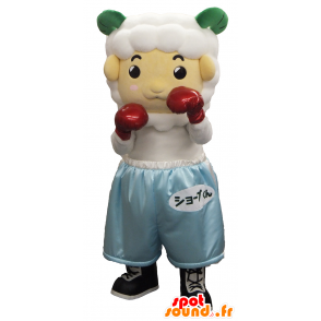 Mascot Shope-kun, vit ram i boxerdräkt - Spotsound maskot