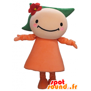Shii-chan maskot, le snögubbe klädd i orange - Spotsound maskot