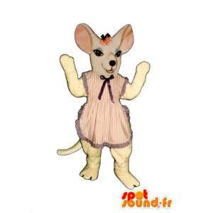 Mouse mascotte witte jurk - MASFR007086 - Mouse Mascot