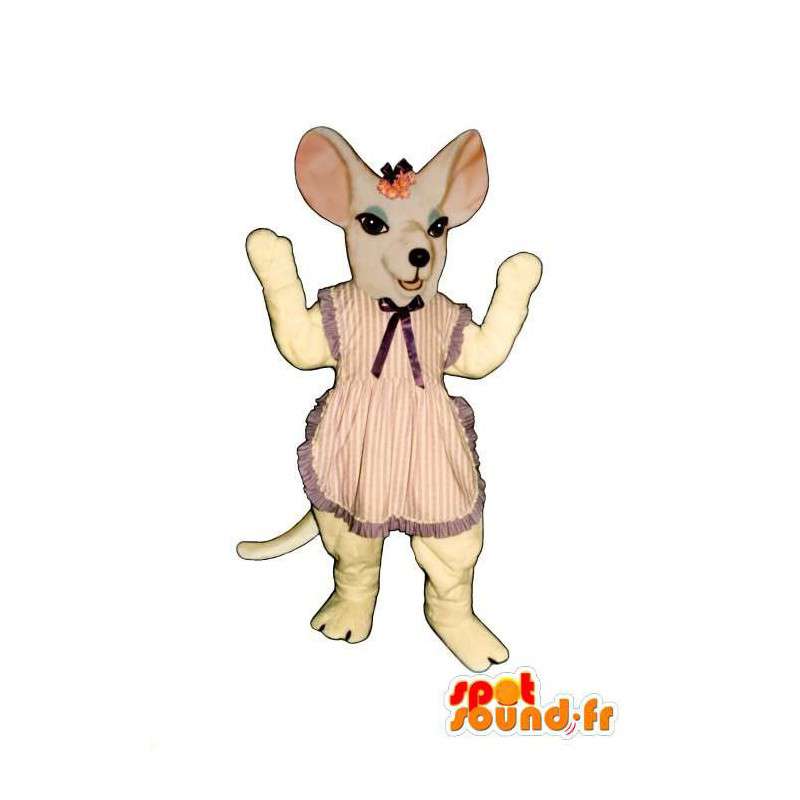 Mascotte de souris blanche en robe - MASFR007086 - Mascotte de souris