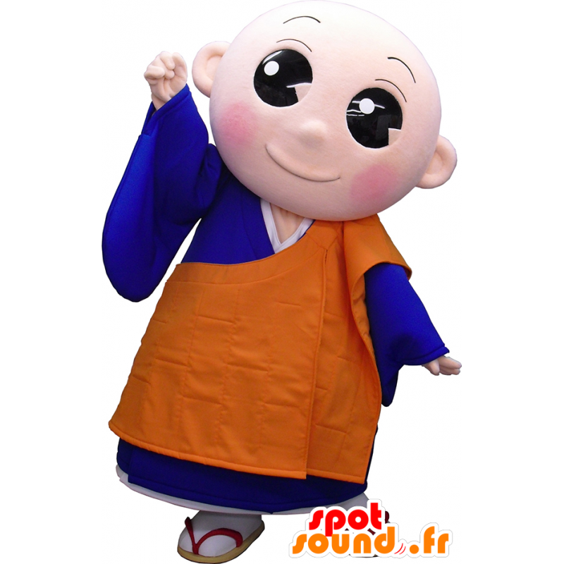 Mascotte de Xiang Sama, moine bouddhiste en tenue orange et bleue - MASFR27465 - Mascottes Yuru-Chara Japonaises