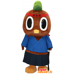 Tachi-kun Maskottchen, braun und grün Vogel in Samurai gekleidet - MASFR27466 - Yuru-Chara japanischen Maskottchen