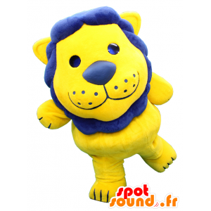 Mascotte de Takatoshi Lion, lion géant jaune et bleu - MASFR27467 - Mascottes Yuru-Chara Japonaises