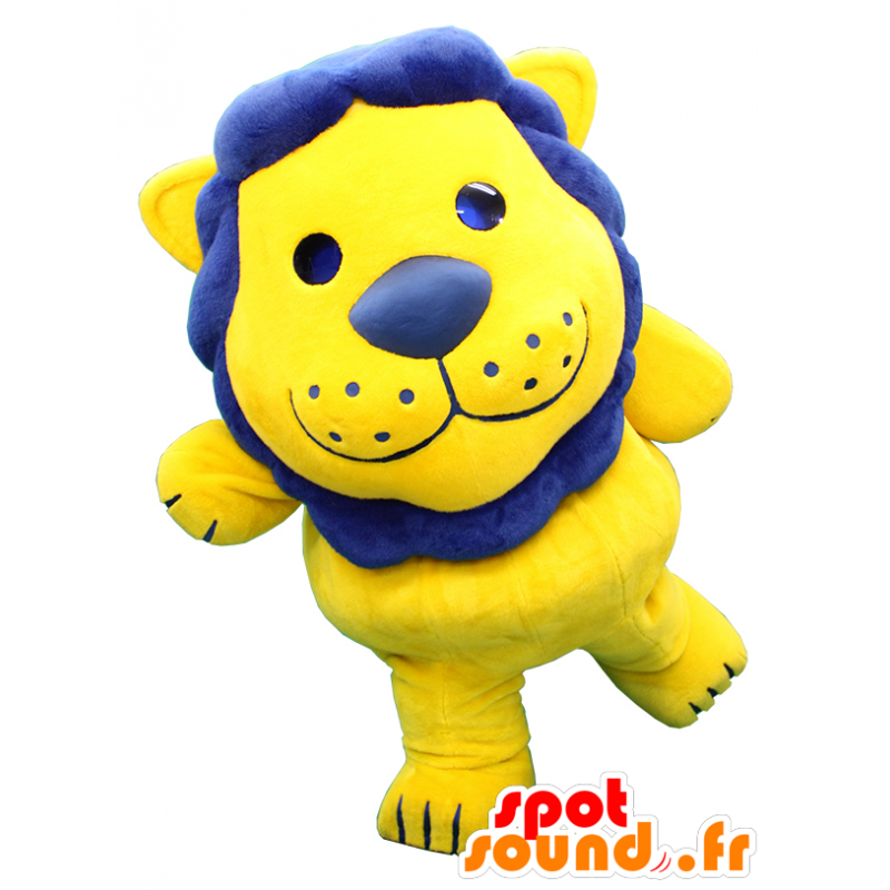 Takatoshi Leone mascotte, giallo e blu gigante leone - MASFR27467 - Yuru-Chara mascotte giapponese