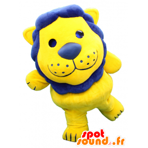 Lion Mascot Takatoshi, gul og blå gigantisk løve - MASFR27467 - Yuru-Chara japanske Mascots