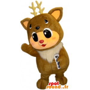 Mascot Chikamarukun, ruskea ja valkoinen hirvi, erittäin söpö - MASFR27470 - Mascottes Yuru-Chara Japonaises