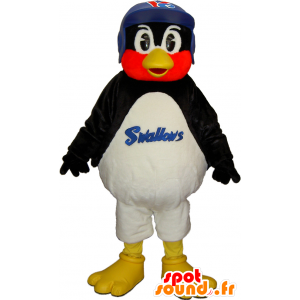 Mascot Yakult Pääskyset, musta lintu, punainen ja valkoinen - MASFR27473 - Mascottes Yuru-Chara Japonaises