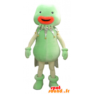 Grüner Frosch-Maskottchen mit Glocken und einem Umhang - MASFR27476 - Yuru-Chara japanischen Maskottchen