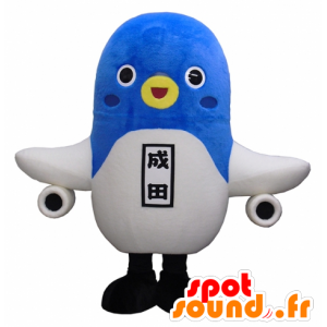 Mascot Unari Kun-azul y pájaro blanco con alas de los aviones - MASFR27477 - Yuru-Chara mascotas japonesas