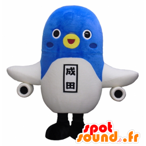 Mascotte Unari Kun-blu e uccello bianco con le ali aerei - MASFR27477 - Yuru-Chara mascotte giapponese