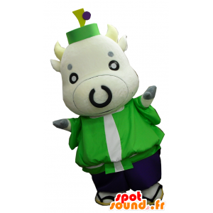 Mascot Kamigyuu, wit gekleurde koe gehouden - MASFR27478 - Yuru-Chara Japanse Mascottes