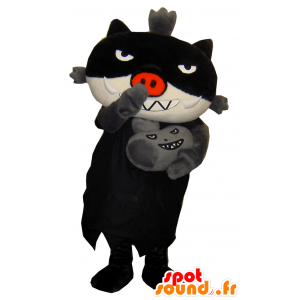 Mascot Wakehen, mustavalkoinen kissa demoninen ilmaa - MASFR27481 - Mascottes Yuru-Chara Japonaises
