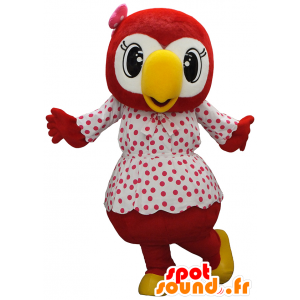 Chan mascote Ieryi papagaio colorido vestida com um vestido de bolinhas - MASFR27486 - Yuru-Chara Mascotes japoneses