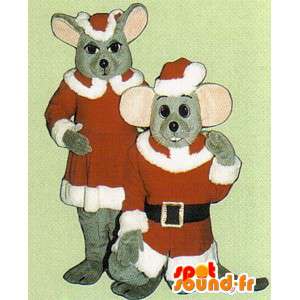 Coppia di Natale Mouse. Confezione da due mascotte di Natale paio - MASFR007089 - Mascotte del mouse