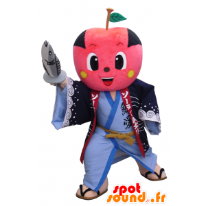 Samurai Soran maskot, meget farverig samurai med en fisk -