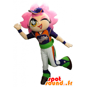 Mascotte de Asto dreams, jolie fille sportive aux cheveux roses - MASFR27493 - Mascottes Yuru-Chara Japonaises