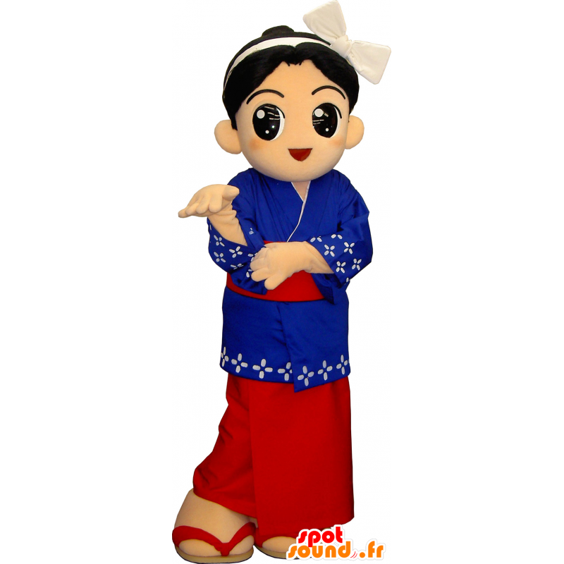 Yumomichan mascot, Japanese woman in traditional dress - MASFR27494 - Yuru-Chara Japanese mascots