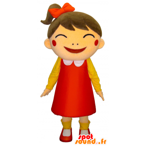 ニコリックちゃんのマスコット、ドレスを着た笑いの女の子-MASFR27499-日本のゆるキャラのマスコット