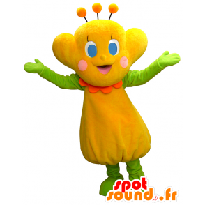 Popisk maskot, kæmpe orange og grøn blomst - Spotsound maskot