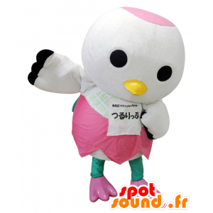 Mascota de Tsurumi-kun, blanco y pájaro rosado, gigante - MASFR27503 - Yuru-Chara mascotas japonesas