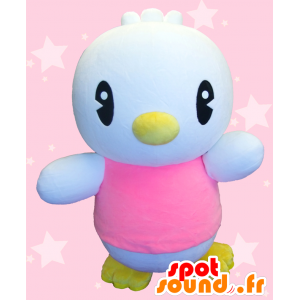 Mascotte de Piyomaru, gros oiseau blanc habillé en rose - MASFR27504 - Mascottes Yuru-Chara Japonaises