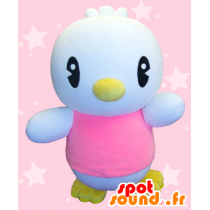 Piyomaru mascotte, grande uccello bianco vestita di rosa - MASFR27504 - Yuru-Chara mascotte giapponese