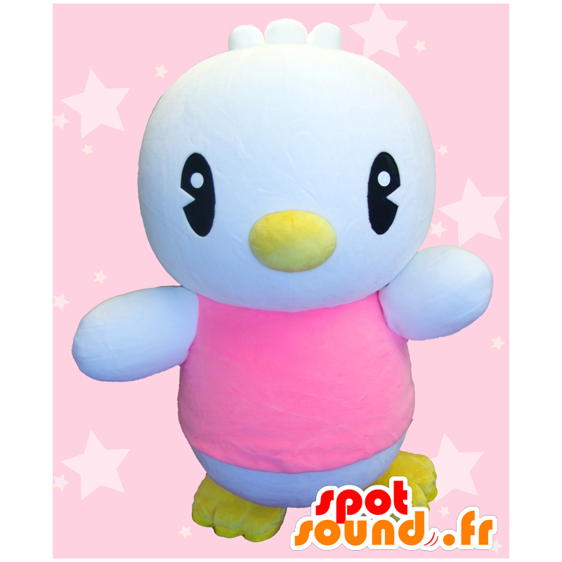 Piyomaru mascot, big white bird dressed in pink - MASFR27504 - Yuru-Chara Japanese mascots
