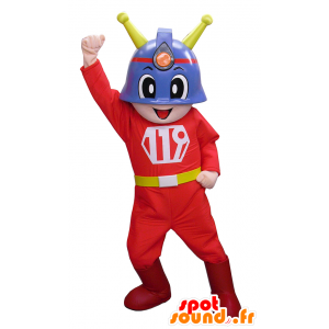 Mascotte Kyuta-kun, vigile del fuoco vestito di rosso con le cuffie - MASFR27506 - Yuru-Chara mascotte giapponese