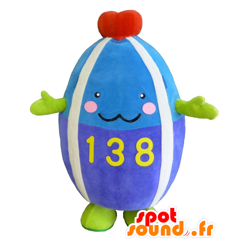 Ichimin mascot, plump snowman, blue and smiling - MASFR27509 - Yuru-Chara Japanese mascots