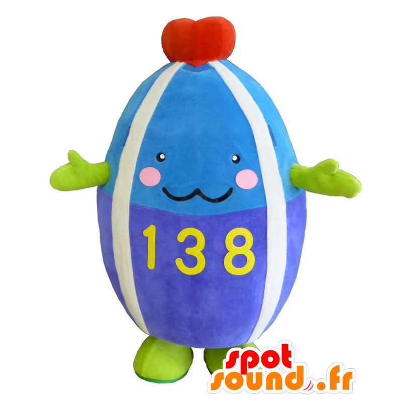 Mascotte de Ichimin, bonhomme dodu, bleu et souriant - MASFR27509 - Mascottes Yuru-Chara Japonaises