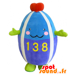 Ichimin mascot, plump snowman, blue and smiling - MASFR27509 - Yuru-Chara Japanese mascots