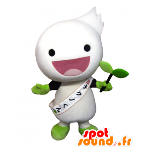 Mascota de Techno-kun, carácter redondo, blanco y verde - MASFR27510 - Yuru-Chara mascotas japonesas