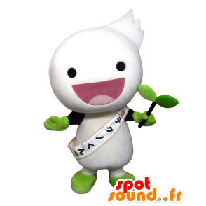 Mascot Techno-kun, rund karakter, hvitt og grønt - MASFR27510 - Yuru-Chara japanske Mascots