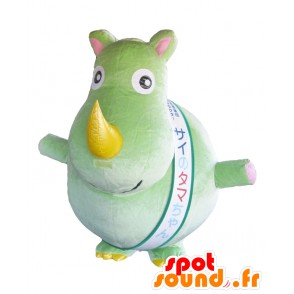 Mascot Sainotamachan, grandes rinoceronte verde e amarelo - MASFR27518 - Yuru-Chara Mascotes japoneses