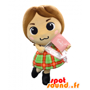 Mascot Tabi-ra jente med en rød og grønn kjole - MASFR27519 - Yuru-Chara japanske Mascots