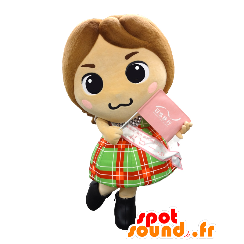 Mascot Tabi-ra, chica con un vestido rojo y verde - MASFR27519 - Yuru-Chara mascotas japonesas
