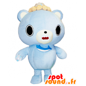 Mascotte de Shari-tsu, nounours bleu et blanc avec un poisson - MASFR27526 - Mascottes Yuru-Chara Japonaises