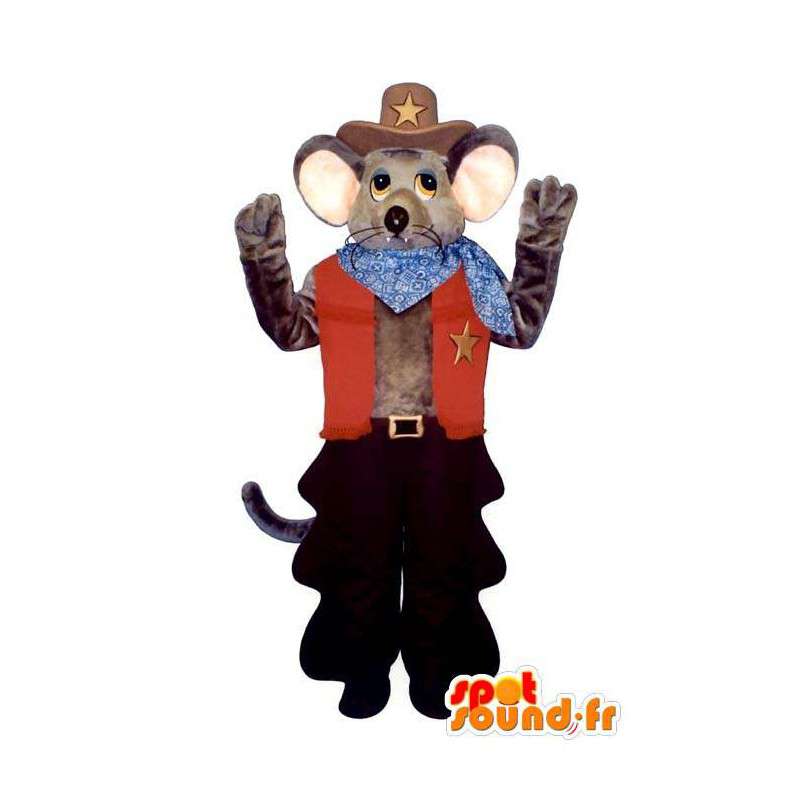 Mus maskot cowboy outfit - Spotsound maskot