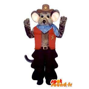 Mouse mascotte vestita da cowboy - MASFR007093 - Mascotte del mouse