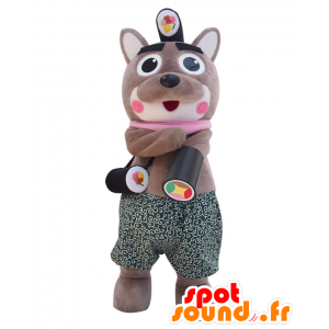 ChinTaro maskot, brun och vit räv med lemurer - Spotsound maskot