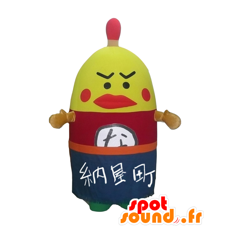 Mascotte de Nayamacchi, coq géant jaune, rouge et bleu - MASFR27528 - Mascottes Yuru-Chara Japonaises