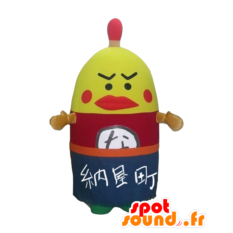 Mascot Nayamacchi, amarelo gigante galo, vermelho e azul - MASFR27528 - Yuru-Chara Mascotes japoneses