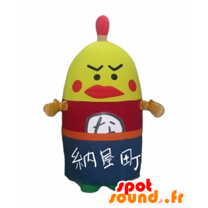 Mascot Nayamacchi, keltainen jättiläinen kukko, punainen ja sininen - MASFR27528 - Mascottes Yuru-Chara Japonaises