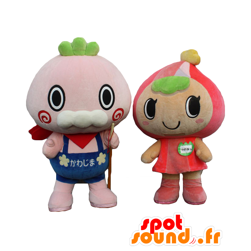 Maskoter Kawabee og Kawamin, en gammel mann og et barn - MASFR27529 - Yuru-Chara japanske Mascots