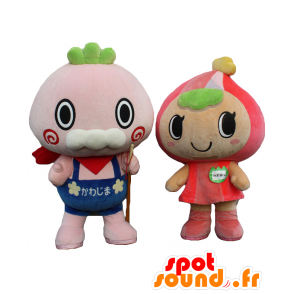 Maskoter Kawabee og Kawamin, en gammel mann og et barn - MASFR27529 - Yuru-Chara japanske Mascots