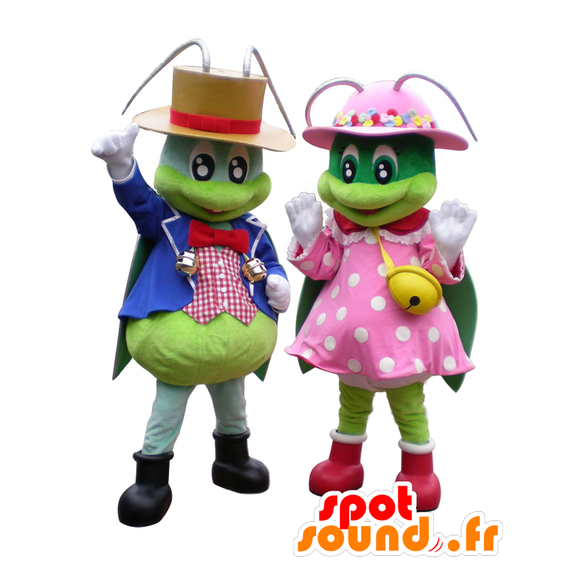 Mascottes de Lingling chan et Hayashi-kun, couple de crickets - MASFR27531 - Mascottes Yuru-Chara Japonaises