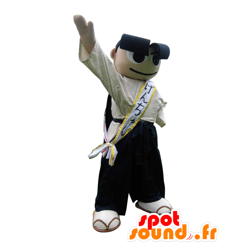 Mascot Genchan man met dikke zwarte wenkbrauwen - MASFR27534 - Yuru-Chara Japanse Mascottes