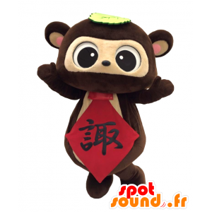 Mascot Suwapon, brun og beige teddy med et slips - MASFR27535 - Yuru-Chara japanske Mascots