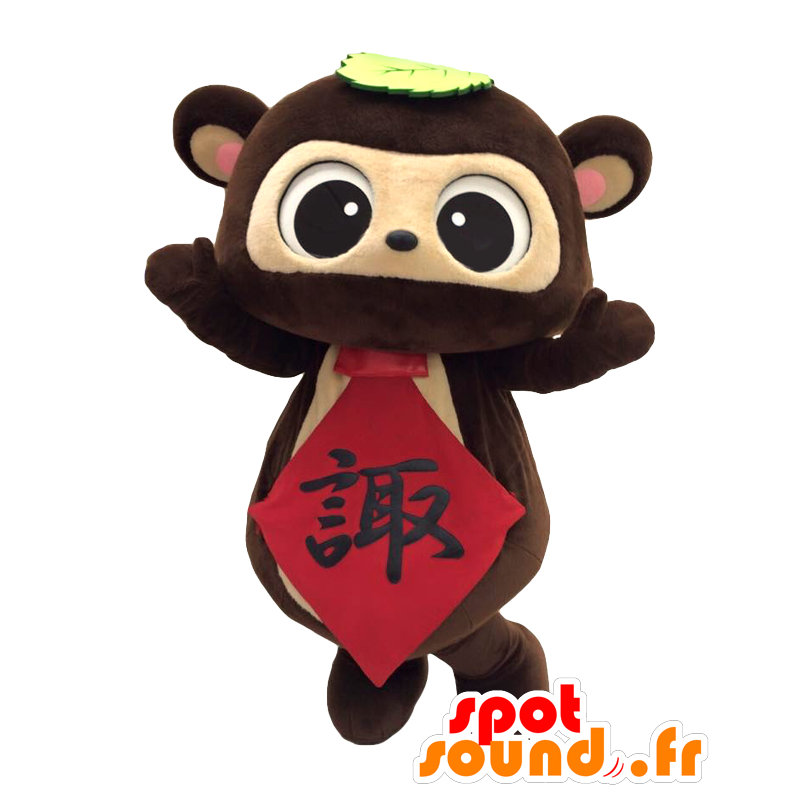 Suwapon maskot, brun och beige nallebjörn med slips - Spotsound
