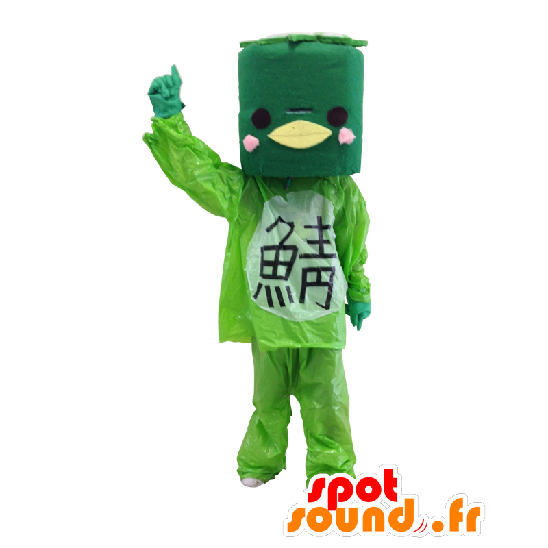 Mascot Kappa pássaro verde gigante com cabeça quadrada - MASFR27537 - Yuru-Chara Mascotes japoneses